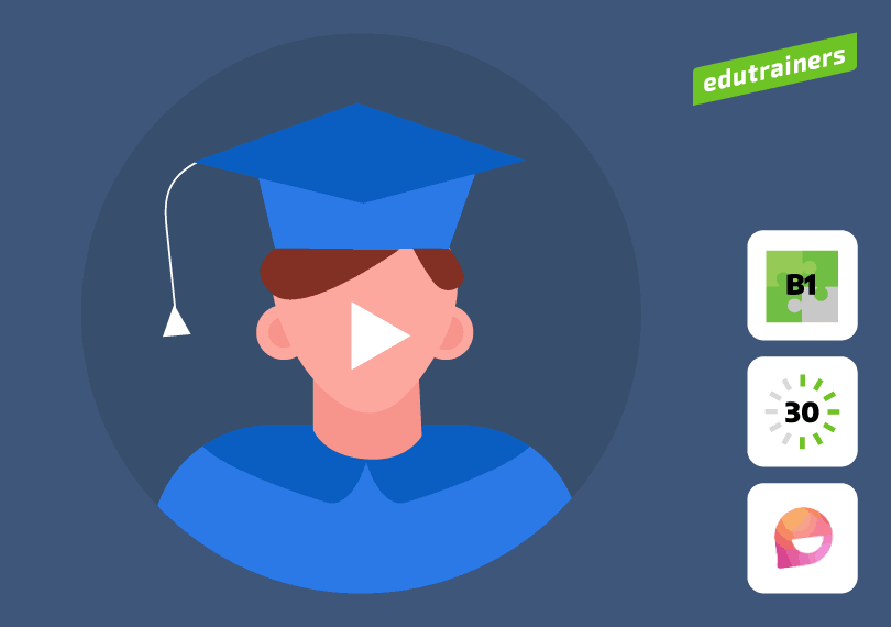 afgestudeerde student met play icoon