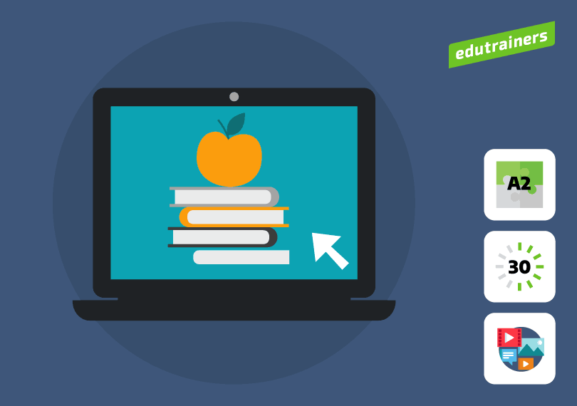 Laptop met een appel op boeken