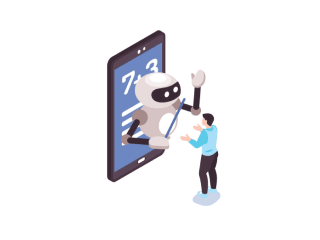 robot geeft les