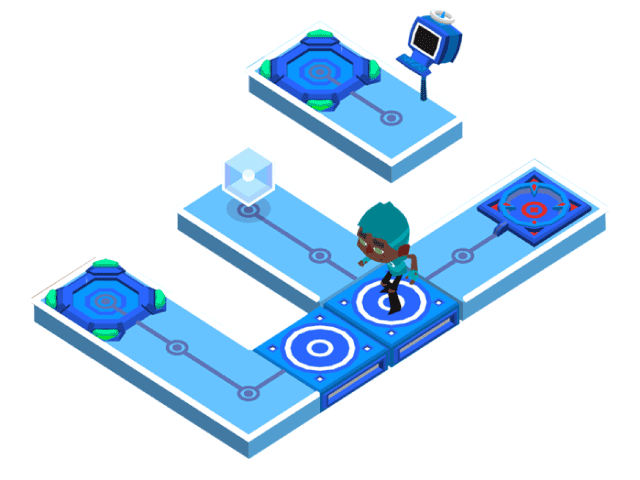 videogame met speler op platform
