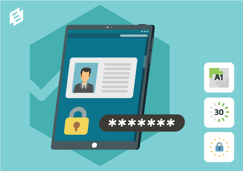 computer met identiteitskaart en slot