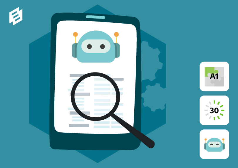 smartphone met robot en vergrootglas