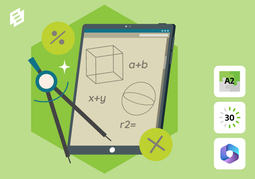 een passer naast een tablet
