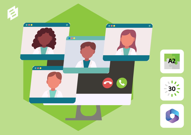 Groep met mensen in online meeting