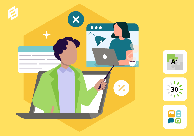 leraar geeft les online