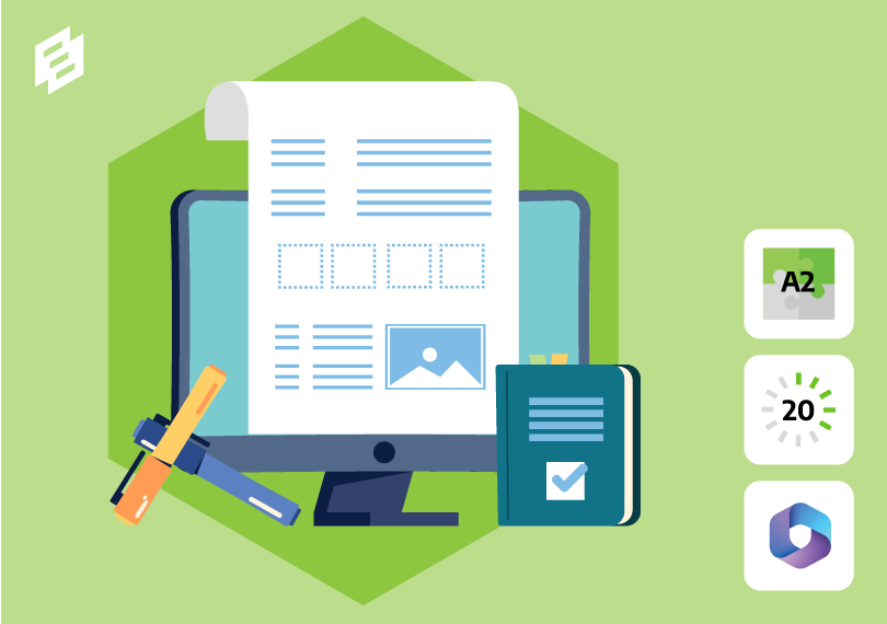 computer met document, boek en schrijfmateriaal ernaast