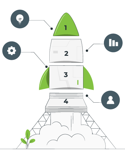 rocket raket in vier delen