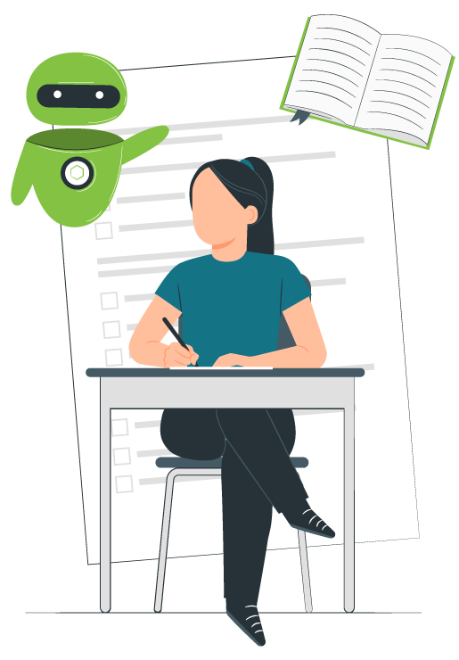 student-OECD-v3 meisje tussen robot en boek