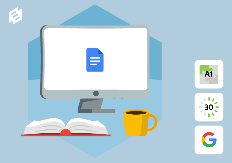 Computer met Google Documenten logo