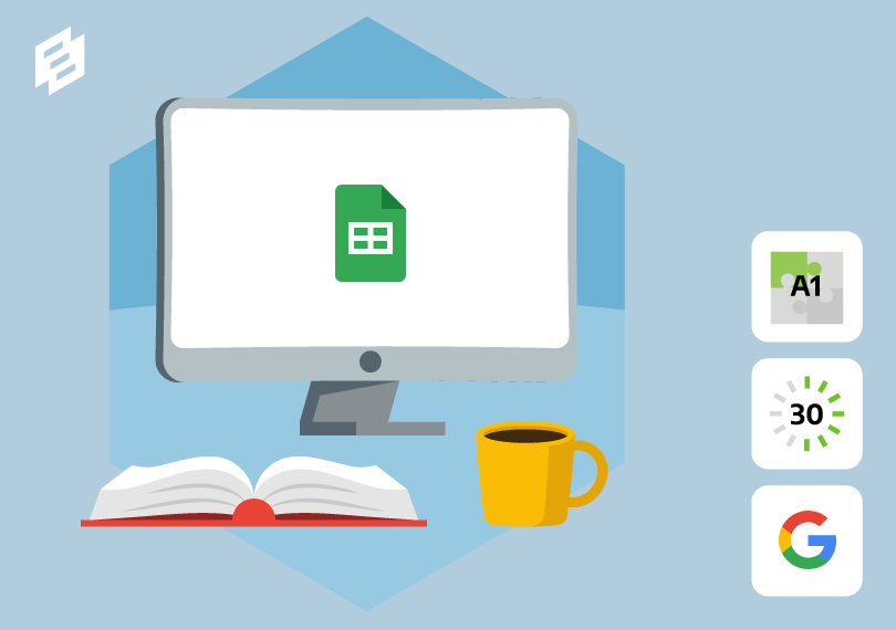 Computer met Google Spreadsheets logo