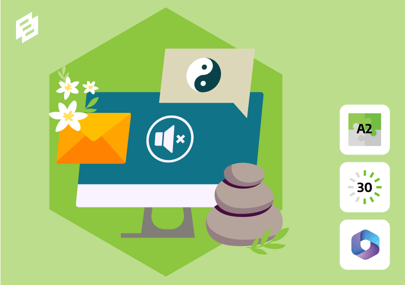computer met yin yang symbool en bloemen